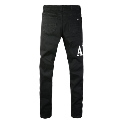 Amr Ripped White Logo Jeans