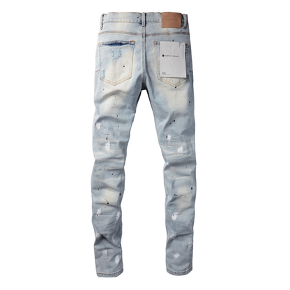 Purple Paint Light Blue Jeans