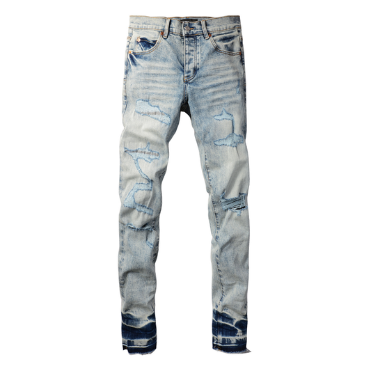 Purple Light Blue Patch Jeans