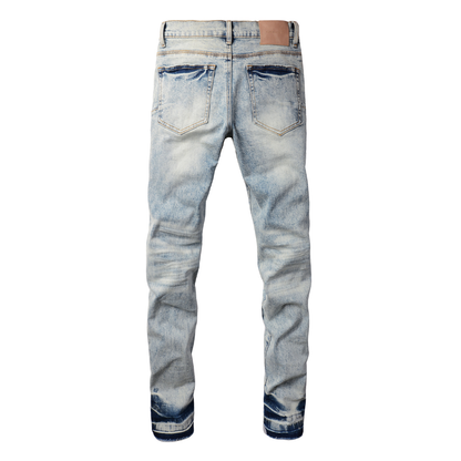Purple Light Blue Patch Jeans