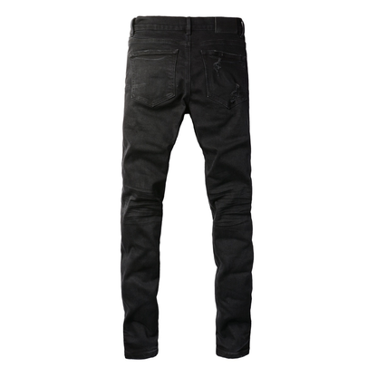 Purple Triple Ripped Black Jeans