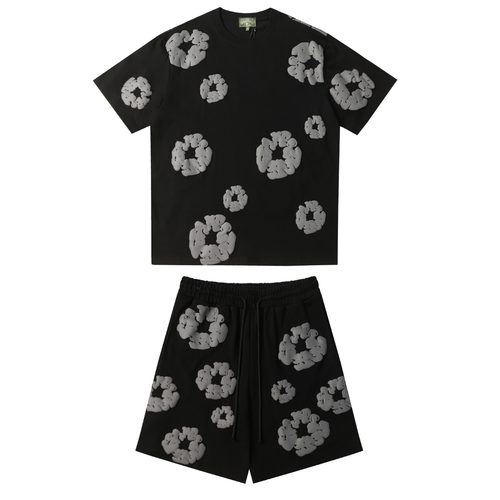 Denim Trs Black Grey Short set