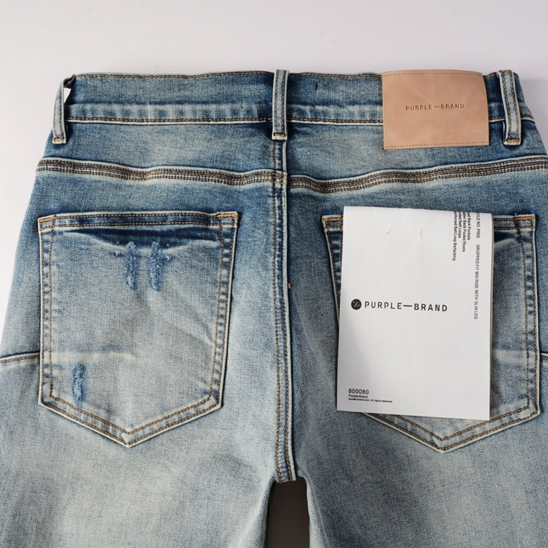 Purple Ripped Blue Jeans
