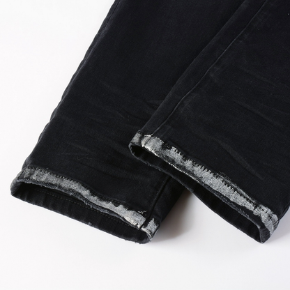 Purple Monogram Patch Ripped Jeans