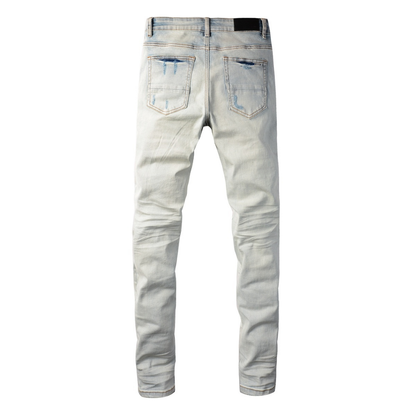 Amr Red Patch Distressed Jeans