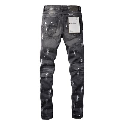 Purple Paint Ripped Jeans