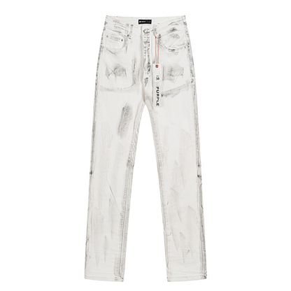 Purple White Distressed Jeans