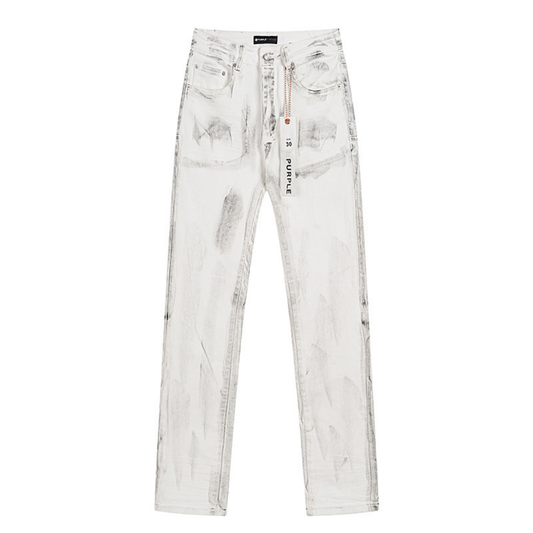 Purple White Distressed Jeans