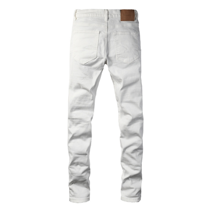 Purple White Ripped Jeans